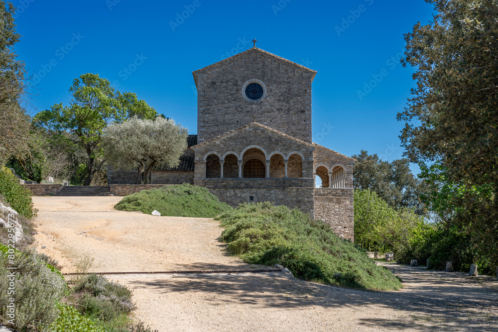 Quissac, France - 05 19 2023: Chapel of Pisa. View of a recent Protestant temple built by an individual.