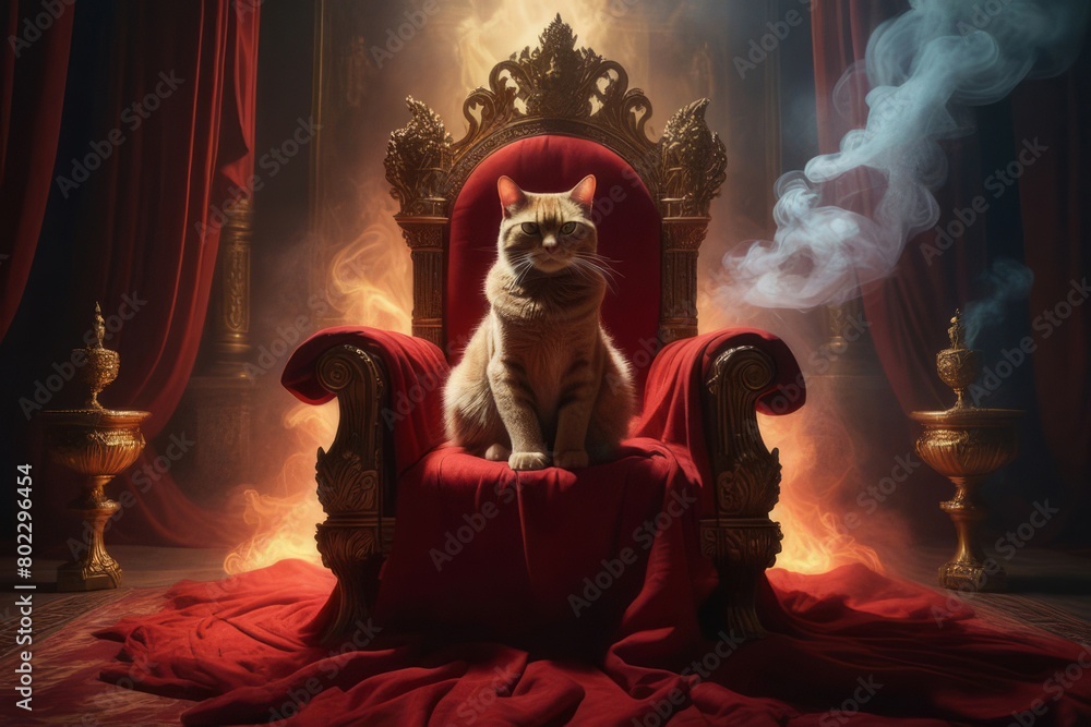 Lion sitting on the throne created with generative AI software.