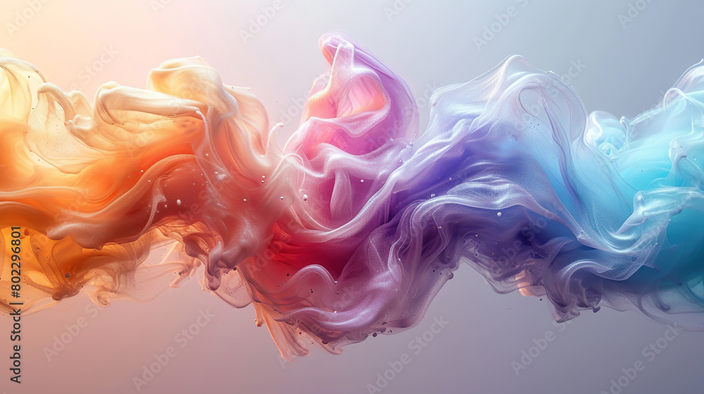 Dynamic rainbow haze over shadowy surface, large billows of colorful smoke on a dark backdrop Dynamic rainbow haze over shadowy surface, large billows of colorful smoke on a dark backdrop