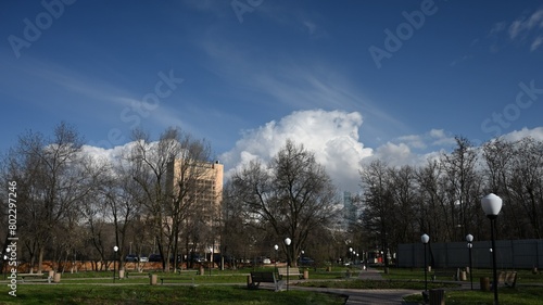 Almaty city spring time view, Timiryazev street, University