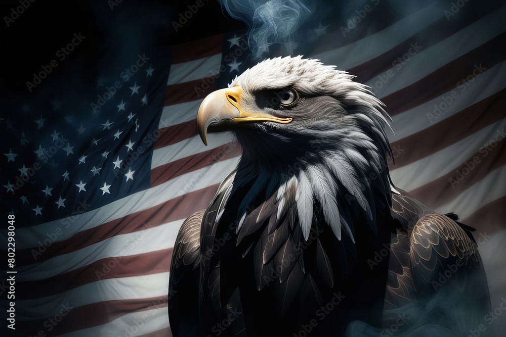 Naklejka premium american bald eagle in flight created with generative AI software.