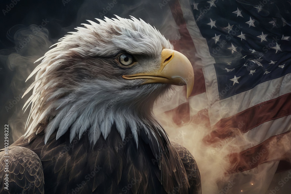 Fototapeta premium american bald eagle in flight created with generative AI software.