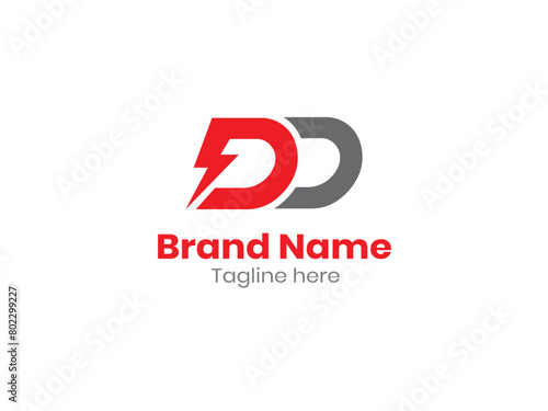 Creative DD logo. DD design. Gray and red D letter. D letter logo design. Initial letter DD monogram logo. 
