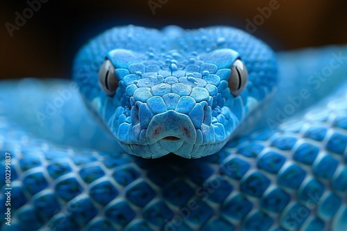 Close-up of the head of a blue pit viper photo