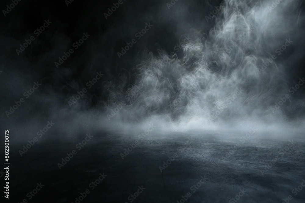 Dark room with smoke and fog,  Abstract background,   rendering