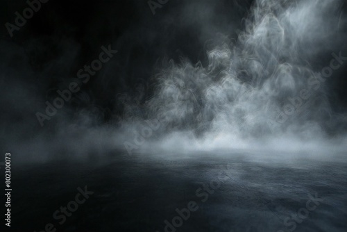 Dark room with smoke and fog, Abstract background, rendering