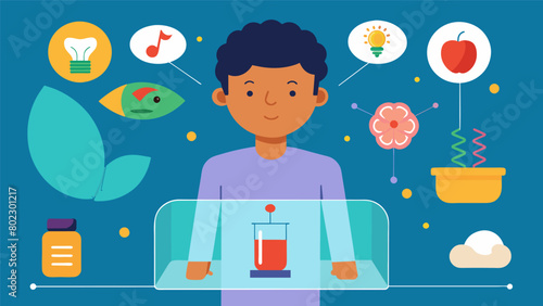 A sensory exhibit where visitors can experience common sensory triggers for individuals with sensory processing disorder.. Vector illustration