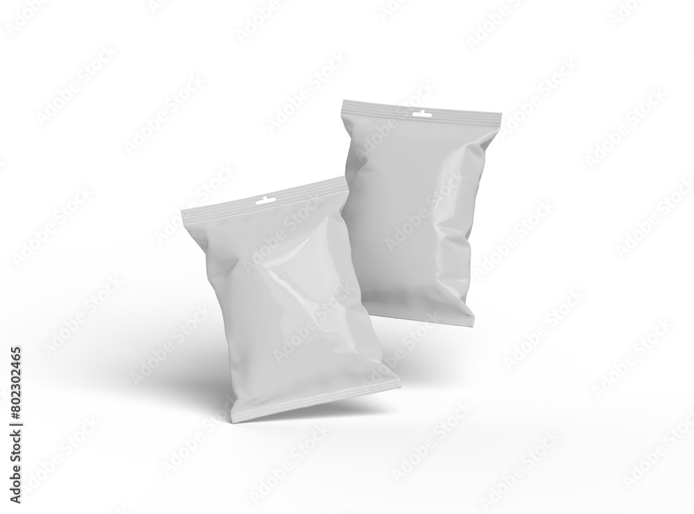 Realistic 3d rendered package for food snack, chips, cookies, peanuts, candy on a transparent background Realistic 3d rendered package for food snack, chips, cookies, peanuts, candy on a transparent background