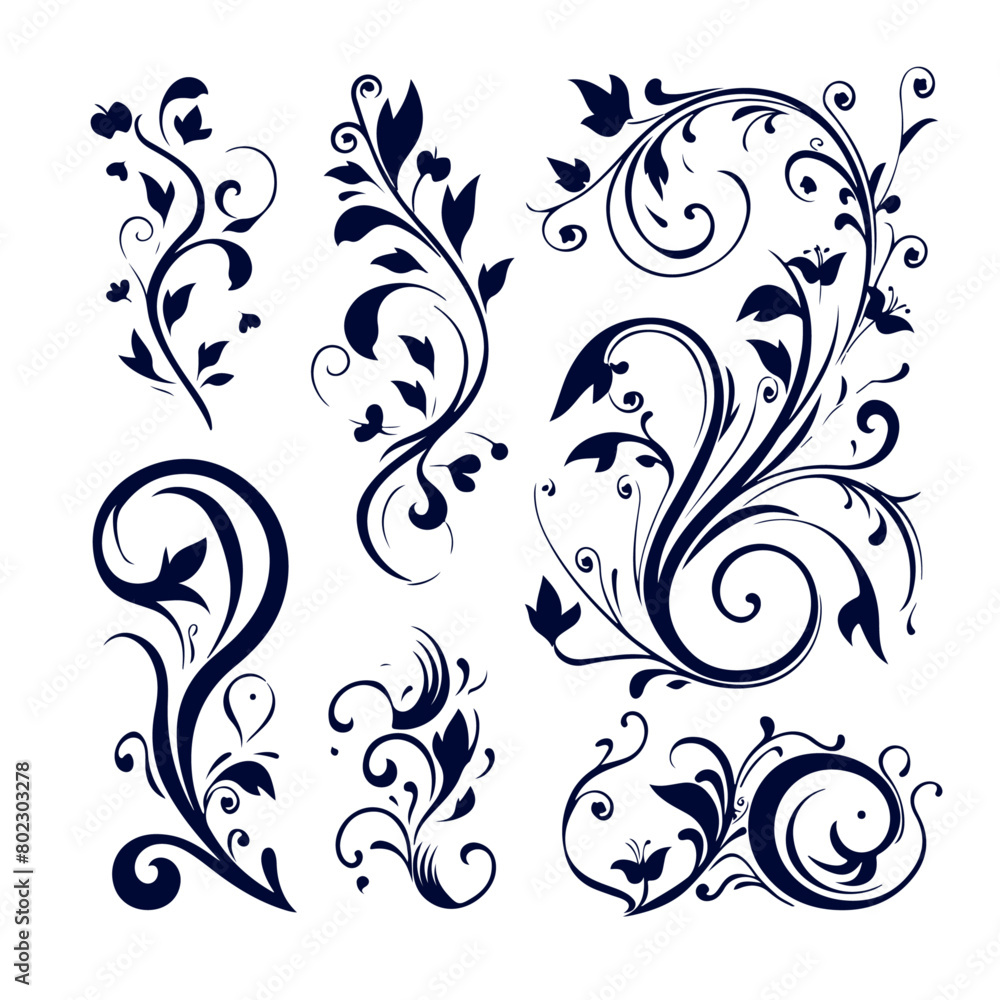 Enchanting Botanical Swirls A Vector Elegance Enchanting Botanical Swirls A Vector Elegance
