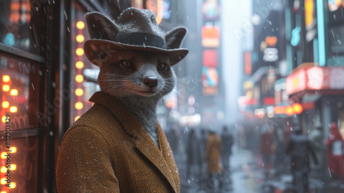 Modish mongoose in a tailored blazer, wearing a fedora hat