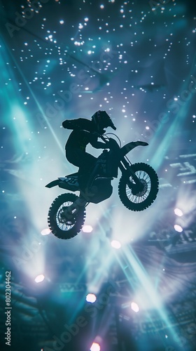 Navigate freestyle motocross with amplified radiance, the bright lights illuminating your stunts and tricks as you soar through the air