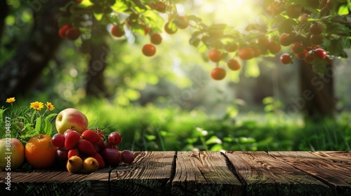 arm wood nature field fruit table product grass garden background stand green food. Nature wood landscape morning farm outdoor sky podium forest stump beauty sun scene platform view beautiful trunk