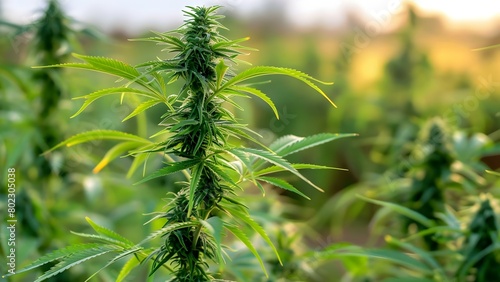 Cannabis Hemp Plants in a Marijuana Crop Farm. Concept Cannabis Cultivation, Hemp Plantation, Marijuana Farming, Cannabis Growth Techniques, Hemp Harvesting photo