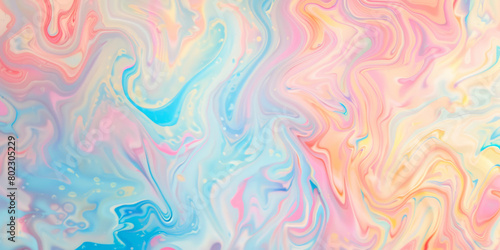 A colorful swirl of paint with blue, pink, and yellow colors