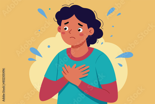 Anxious boy with feeling overwhelmed, panic attack vector cartoon illustration.