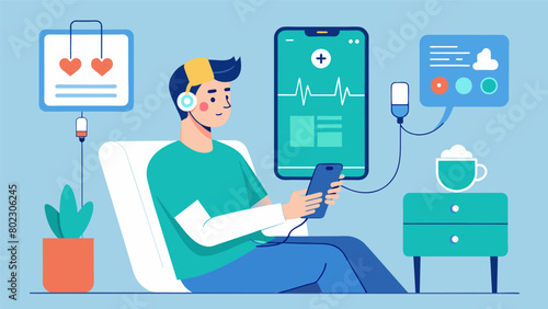 A patient using a biofeedback app on their phone to track their progress and connect with their the between ketamine sessions..