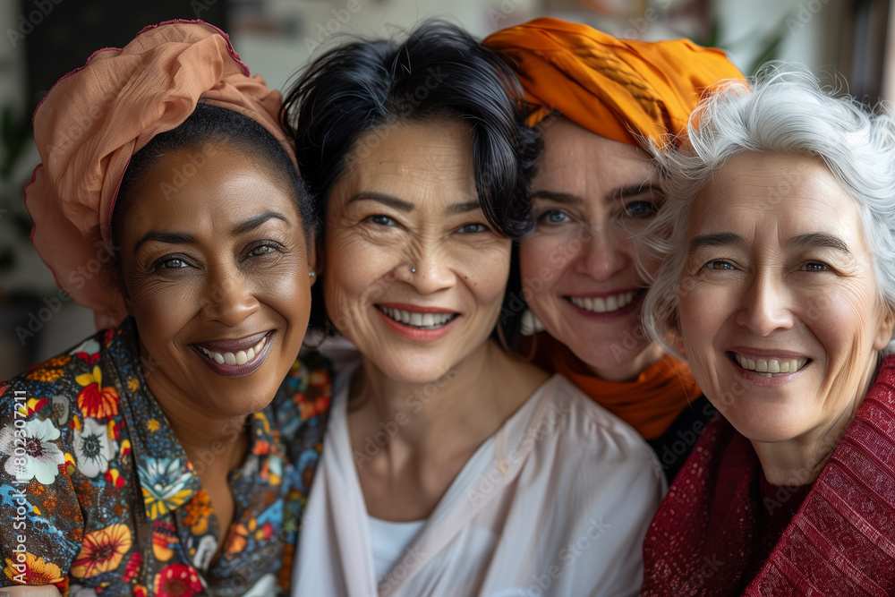 Elderly women celebrating cultural diversity Elderly women celebrating cultural diversity