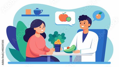 A patient meets with a nutritionist to discuss any necessary dietary changes or restrictions that may be beneficial during ketamine therapy..