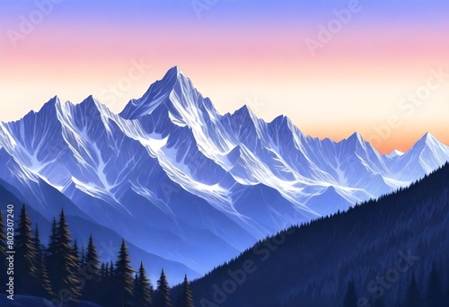 Serene mountain range at sunset majestic peaks ser (21)