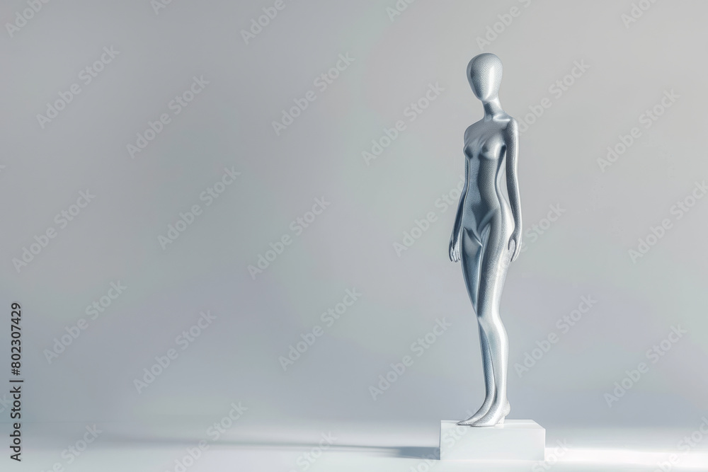 Modern Abstract Humanoid Sculpture on Minimalist Backdrop Modern Abstract Humanoid Sculpture on Minimalist Backdrop