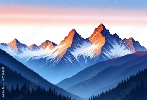 Serene mountain range at sunset majestic peaks ser (2) 1