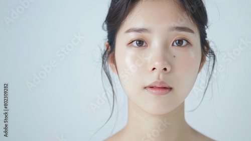 portrait of an Asian woman on a light background
