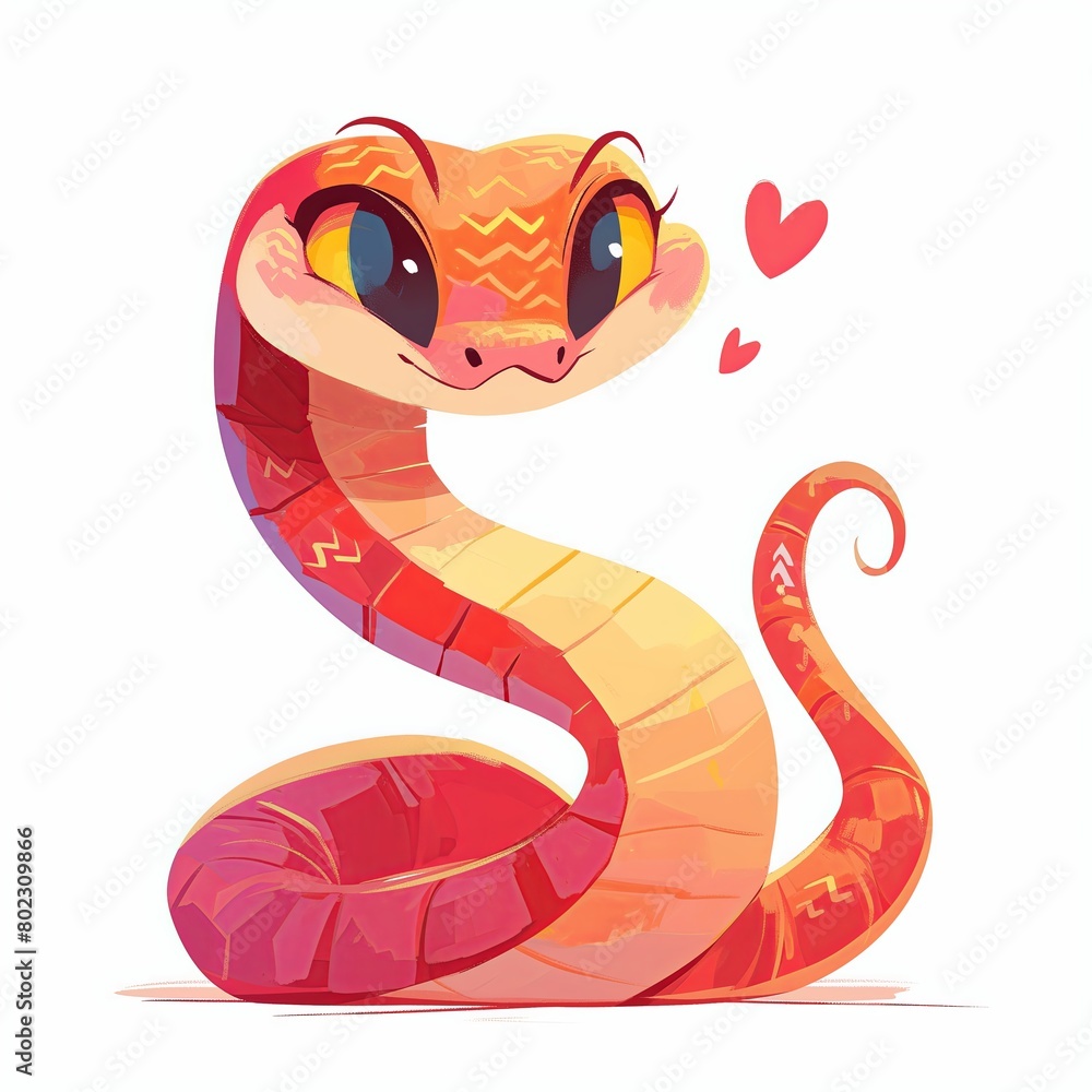 Fototapeta premium Cartoon Viper, Adorable Illustration on a White Background