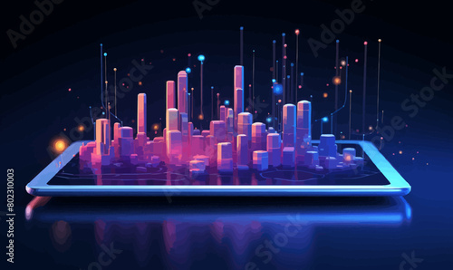 digital data and big tech imagery vector simple 3d isolated illustrati