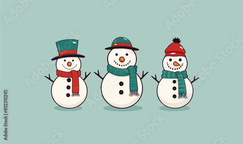 Snowmen vector flat minimalistic isolated vector style illustration