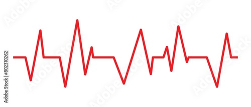 Heart beat red line icon. Cardiogram line icon, sign.  Heartbeat pulse vector. Vector illustration. EKG heart beat line, vector.
