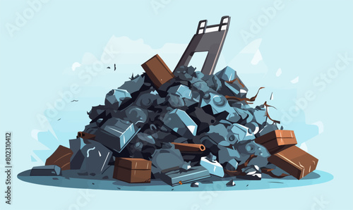 destroyed skyscraper demolished building vector isolated illustration