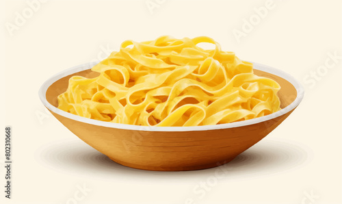 Bowl of fettucini isolated vector style with transparent background illustration -