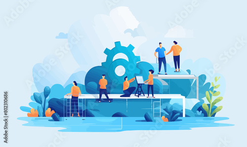 eam collaboration vector flat minimalistic isolated illustration