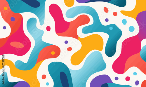 Colorful seamless wallpaper with bright colored abstract shapes  minimalist vector illustration