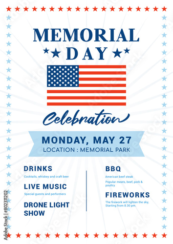 Memorial Day Celebration poster templates vector design. Flat design
