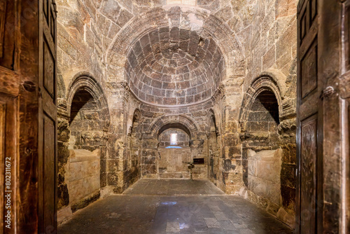 Monastery of Saint Ananias known as Deyrulzafaran or Saffron Monastery, Vaulted stone ceiling, Mardin, Turkey photo