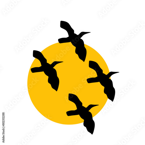 silhouette of a birds flying