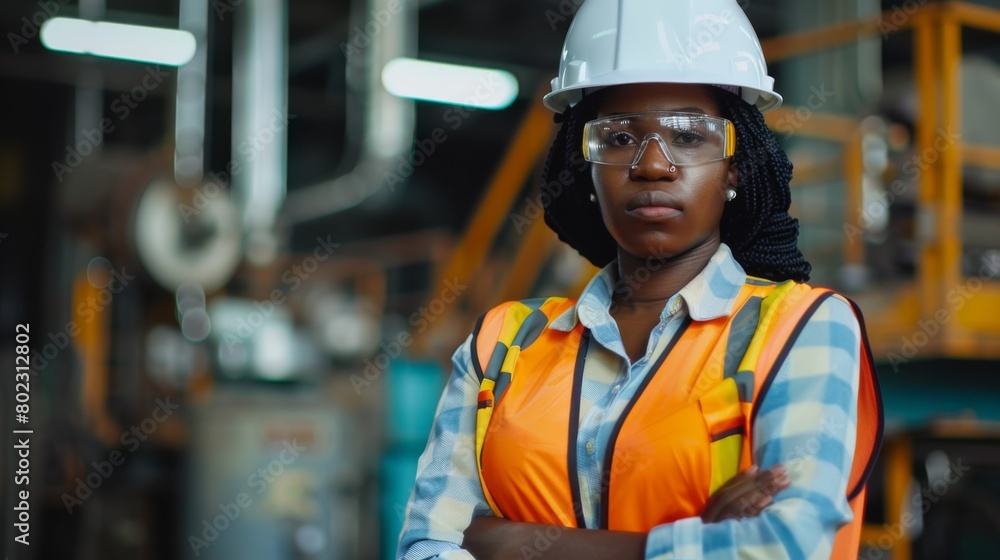 Confident Woman in Industrial Setting Confident Woman in Industrial Setting