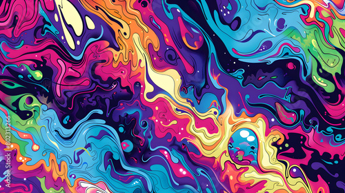 Multicolored Psychedelic Graphic Design. Generative AI.