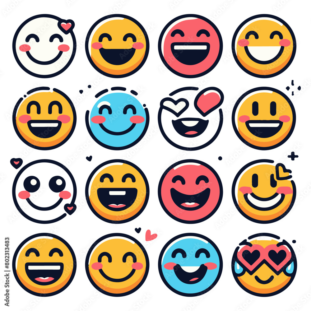Fototapeta premium Expressive Smiley Emoji Vector Design Elements: Brighten Your Projects with Joyful Graphics