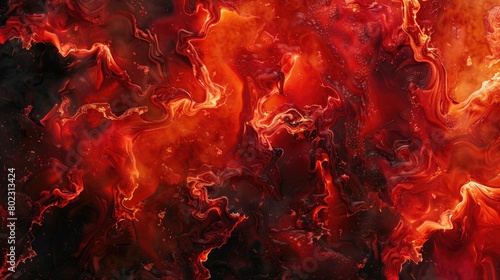 Abstract art depicting hell with vibrant red and orange flames, suitable for conceptual projects or book covers,