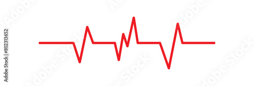 Heart beat red line icon. Cardiogram line icon, sign. Heart pulse vector. Vector illustration.
