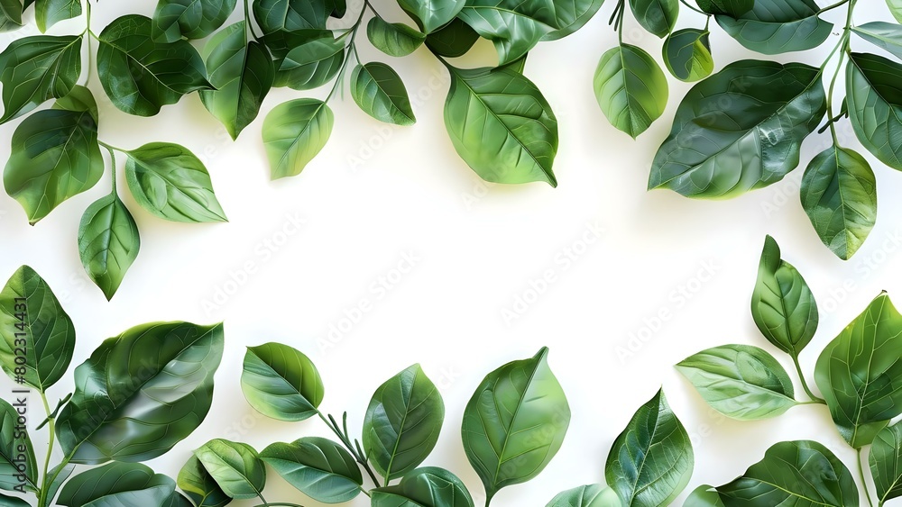 Green Leaves Emerging from a White Canvas: A Serene Composition. Concept Botanical Art, Nature Inspiration, Greenery, Canvas Creations, Serene Compositions Green Leaves Emerging from a White Canvas: A Serene Composition. Concept Botanical Art, Nature Inspiration, Greenery, Canvas Creations, Serene Compositions