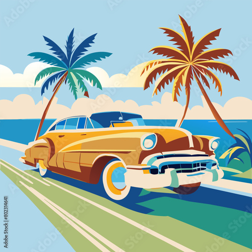 1950s car, vector illustration flat 2 © Gear Digital