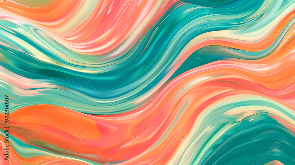 orange teal green pink abstract wave pattern Background. Generative AI. orange teal green pink abstract wave pattern Background. Generative AI.