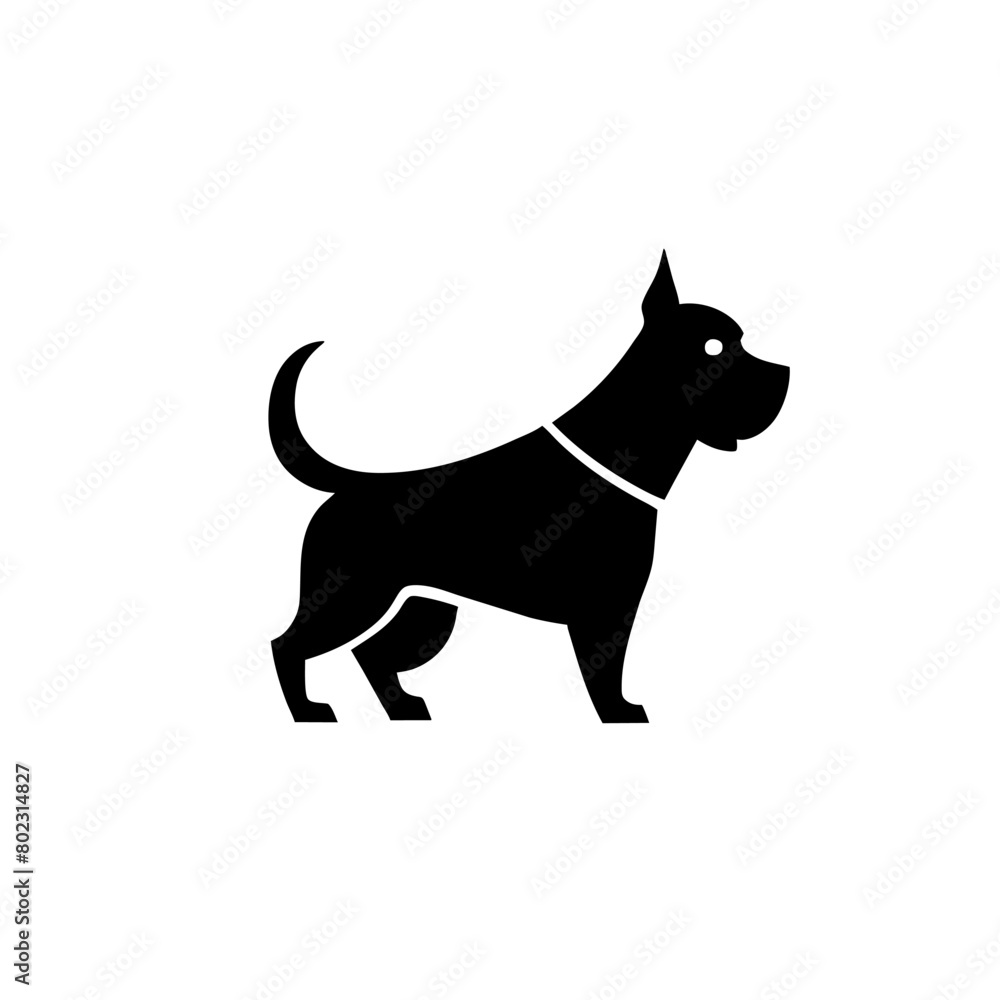 simple clean flat walking schnauzer dog collar logo mascot, vector illustration flat 2