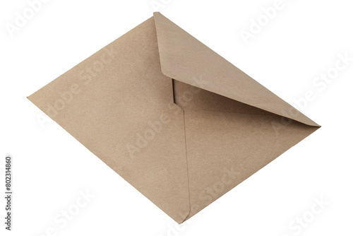 brown envelope made of kraft paper , isolated on a white background