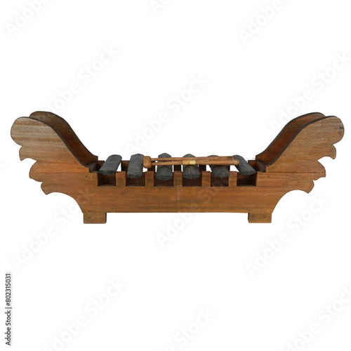 Gambang Camar is a type of xylophone musical instrument, consisting of six ebony blades placed on a winged rack photo