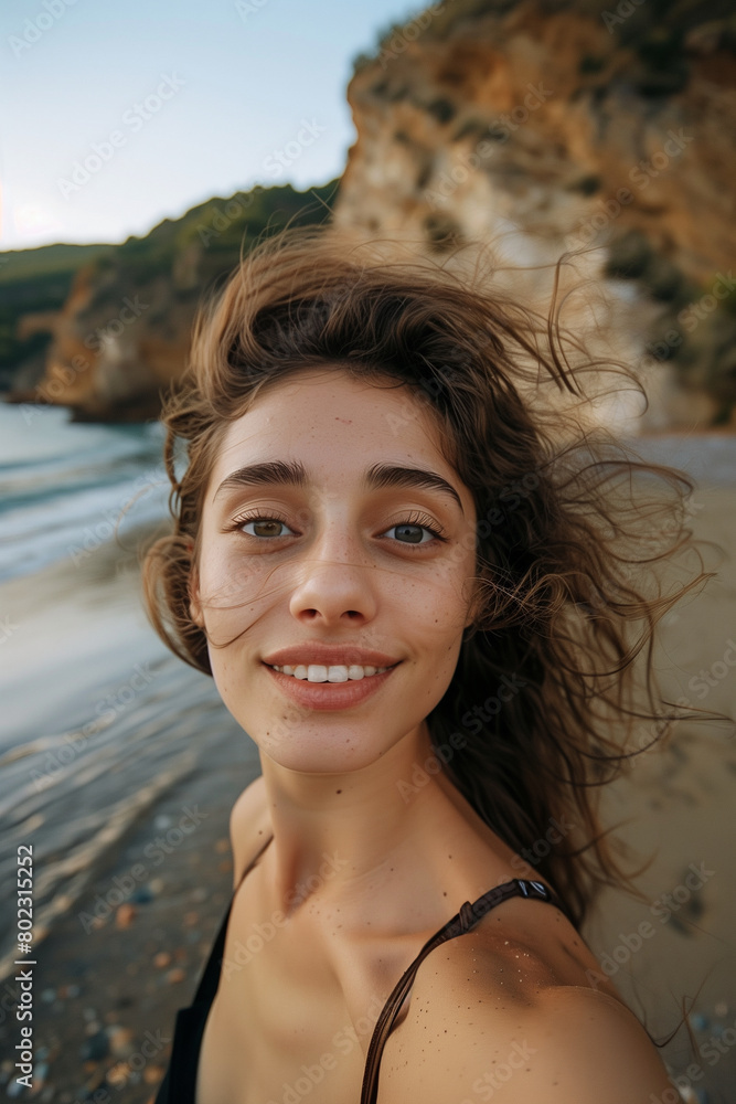 selfie of a girl on the beach selfie of a girl on the beach
