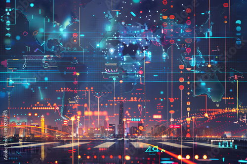 Color-Coded Global Airline Flight Paths and Schedules on a Stylized World Map